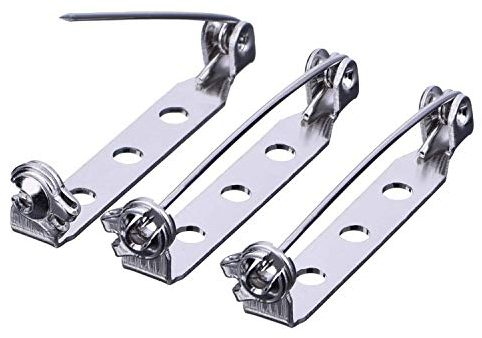 WedDecor 25mm Ton Argent Broche Broche avec Arrière Barre Sécurité Fermoir Verrouillage pour Fabrication de Bijoux, Loisirs Créatifs, Badges - Argent, 25mm