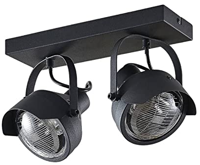 Lindby Strahler Henega (Vintage, Industriell) in Schwarz aus Metall (2 flammig GU10) - Deckenlampe Deckenleuchte Lampe Spot Wohnzimmerleuchte