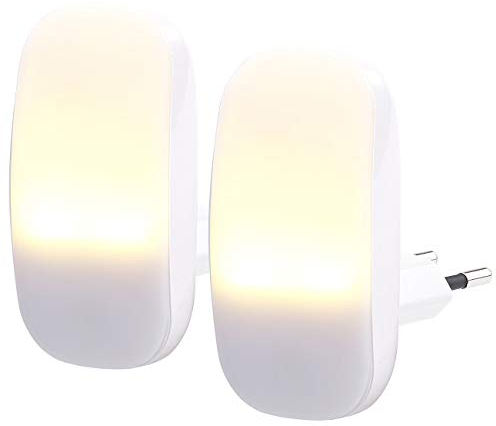Lunartec Nachtlicht Lumen: 2 kompakte LED-Steckdosen-Nachtlichter, Dämmerungssensor, 1 lm, 0,25 W (mit Lichtsensor, mit Stecker)