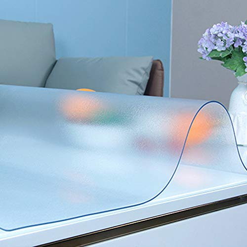 2 mm Dicke Tabelle Beschützer,Mattierte Tischdecke Transparent Bodenschutzmatte,Abgerundete Ecken PVC-Tischdecke Tischfolie,Tischwäsche,für Glastisch & Hochglanztisch (40x80cm/16x31in)