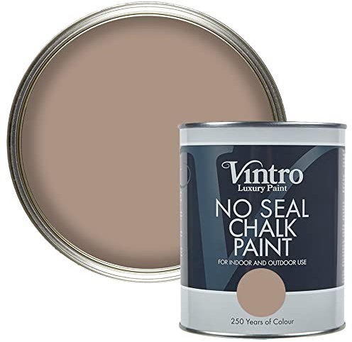 Vintro | No Seal Chalk Paint | Light Brown | Interior & Exterior Use | Furniture | Walls | Wood | Metal | 1 Litre (Cafe au Lait)