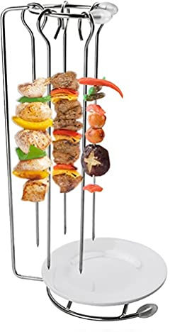 Yardwe Lot de 2 brochettes verticales en acier inoxydable pour barbecue