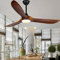 60 Inch Dc Ceiling Light with Fan, Industrial Vintage Wooden Decorative Ventilator, Noiseless Motor Blade Suit for Living Room, Dining Room, Bedroom, Outdoor