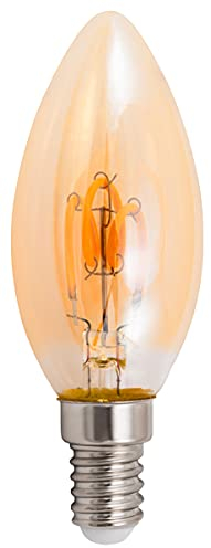 McShine - LED-Leuchtmittel Filament Kerzenlampe | Retro| LED Edison Vintage Birne E14, warmweiss, 1W, 90 lm, 2200K, LED Beleuchtung Glühbirne Nostalgie goldenes Glas