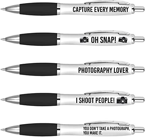DV DESIGN 5 x Funny Photography Pens - Photographer Quotes Joke Office Secret Santa #75720
