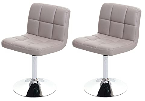 Mendler 2er-Set Esszimmerstuhl Drehstuhl Stuhl Kavala Kunstleder Chrom - Taupe-grau