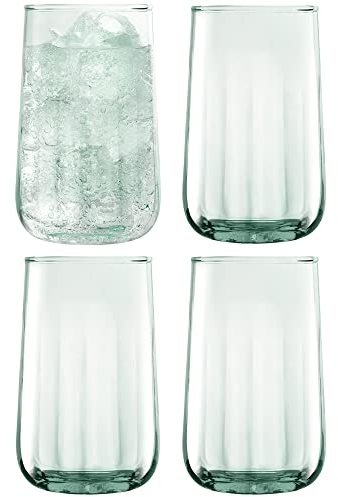 LSA International Mia Highball, 590 ml, recycelt, Teil Optik, 4 Stück, recycelte Glaswaren, MZ37, Durchsichtig