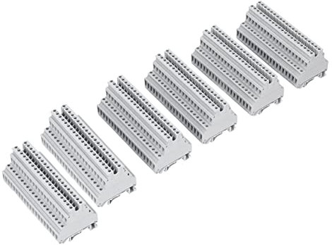 Morsettiera per guida, 100 pezzi 500 V 32 A Terminale per montaggio su guida DIN Morsettiera per cablaggio su guida in rame a doppia fila Blocco UKK-5