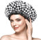 mikimini Large Shower Cap for Women, Double-layer Waterproof, Reusable, Washable Hair Cap for Long Thick Hair, Black and White Checkered Design - Contemporary and Chic Accessories