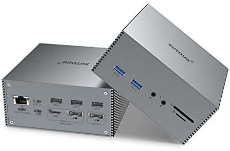 SUTOUG USB-C Docking Station 16 in 1 Dual Monitor for MacBook Pro/Air & Type C Windows Laptops (4K HDMI, 2 DPS, 100W PD, 6 USB Ports), Extended Display for macOS
