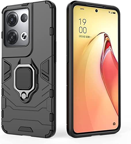 Tieeyivv Hülle Kompatibel mit Oppo Reno 8 Pro 5G Cover Handyhülle PC Rückseite, 360°Grad Drehung Fingerring Ständer Weiche TPU Kante Halter Handy Hüllen Bumper Schutzhülle