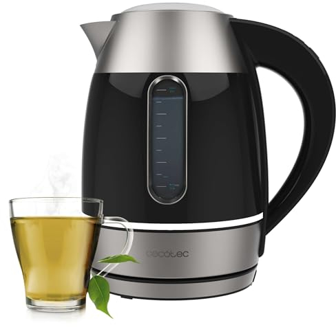 Cecotec Hervidor de Agua Eléctrico con Pantalla Digital ThermoSense 400 VisionLight. Capacidad 1,7 Litros, 2200 W, Interior de Vidrio y Acero Inox, Pantalla Táctil, 7 Niveles de Temperatura, Base 360º