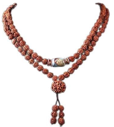 Rudraksha Samen Mala Storite Himalaya 108 Perlen Halskette Perle Natürliche Himalaya Rudraksha Samen Gebetskette Handgelenk Mala Wrap Armband Perlengröße 8 mm Mode-Accessoires