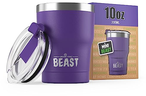 Beast Thermobecher 300 ml (10 oz) - Dunkellila I Mehrweg Thermo Kaffeebecher To Go I Doppelwandiger Trinkbecher aus Edelstahl I Perfekt für Kaffee oder Eiskaffee