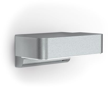 STEINEL Smart LED Outdoor Wall Light L 800 SC Silver, Motion Sensor Light, Downlight, Soft Light Start, Manual Override, Remote Control via App