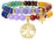 Bivei 7 Chakren Perlenarmbänder Naturkristall Gold Baum des Lebens und Ahornblatt Charm Chakra Energie Armband Set Halbedelstein Stretcharmbänder für Frauen – Goldbaum