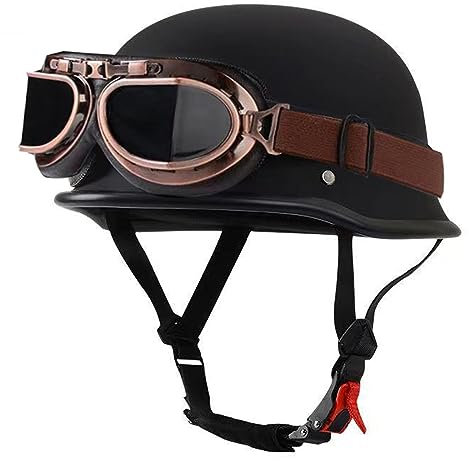 Motorradhelm Mit Schutzbrille, ECE-Retro-Stil, Halber Helm Mit Offenem Gesicht, Leichter Jet-Helm, Totenkopf-Mütze, Halber Helm Für Cruiser, Roller, Helikopter-Helm