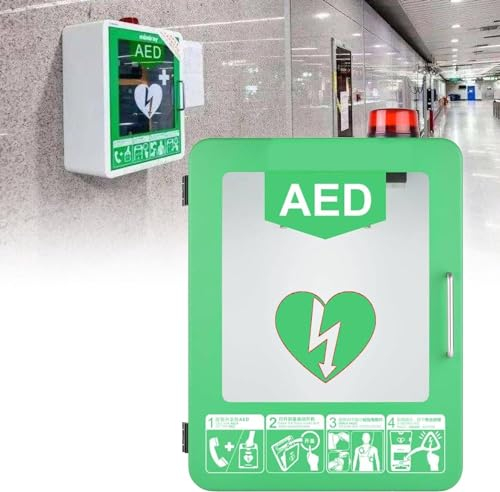 AED-Defibrillator-Wandmontage-Aufbewahrungsschrank, Herz-Defibrillations-Alarmbox, Erste-Hilfe-Schrank, Doppelschaltersteuerung, verstellbare Trennwand, bietet Platz für eine Vielzahl AED-Modellen