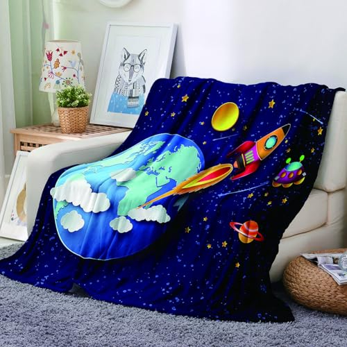 EHOMERY Kuscheldecke Orientalisch Warme Decke Dünn Anime Kuscheldecke Sofa Decken Überwurf Set Ecksofa Rakete Karikatur Klimaanlagen-Decke Dunkellila 130x100cm