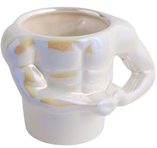 HalcyonFit Novedoso juego de tazas para hombres y mujeres – Taza de café muscular 3D y gimnasio muscular, taza de cerámica para fitness, regalos divertidos de Navidad (blanco)