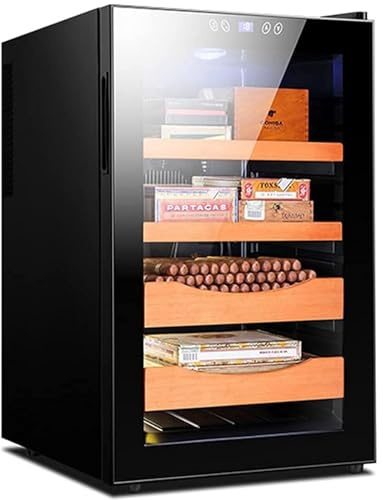 DDZJTPP Zigarren-Humidor-Schrank,Elektronischer Zigarrenkühler-Humidor,Touch-Control-Zigarrenkühler,Regale Aus Spanischem Zedernholz,LED-Innenbeleuchtung,Geschenk Für Männer,Black