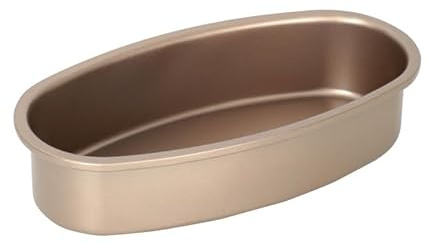 23 cm Oval Antihaft-pfannen Kohlenstoffstahl Käsekuchen Brotlaib Backform Zinn Tablett Backwerkzeug Küchenzubehör(Gold)
