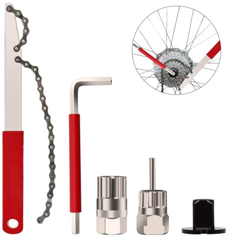 5 Pcs Bike Cassette Removal Tool with Chain Whip and Auxiliary Wrench Bicycle Sprocket Removal Tool Bicycle Cassette Lock Ring Extractor Freewheel Remover Wrench Sprocket Remover