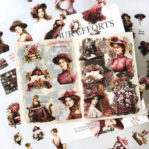 Arpaper Scrapbooking Zubehör Sticker Set 20 Blätter, Mädchen Scrapbook Stickers, Decorative Photo Book Diary Journaling Stickers Accessories Self-Adhesive for DIY Notebook Journal