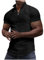 Men's Polos Muscle Fit Gym T Shirt Quarter Zip Golf Polos Shirts Summer Solid Color Waffle Top Plain Sports T-Shirt Short Sleeve Basic Tee Comfortable Breathable Workout Tops Activewear Black