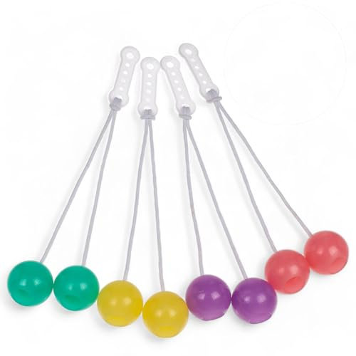 MIJOMA 4er Set Klacker Kugelspiel – Click Clack Ball in Neonfarben & Nachleuchtend, Ideal für leuchtenden Spaß und Stressabbau, Bunte Mitgebsel für Kinderpartys