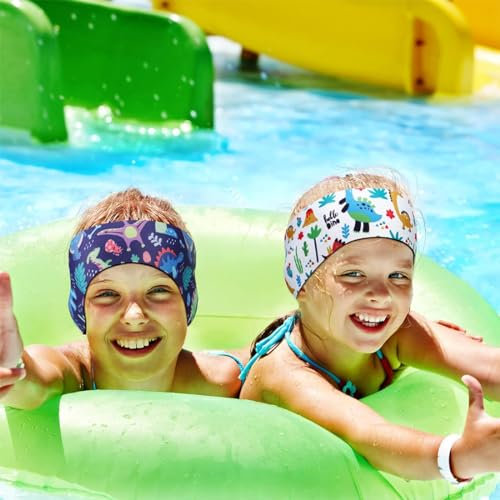 2 fasce elastiche per nuoto per bambini, protezione per orecchie in neoprene per piscina e altri sport acquatici