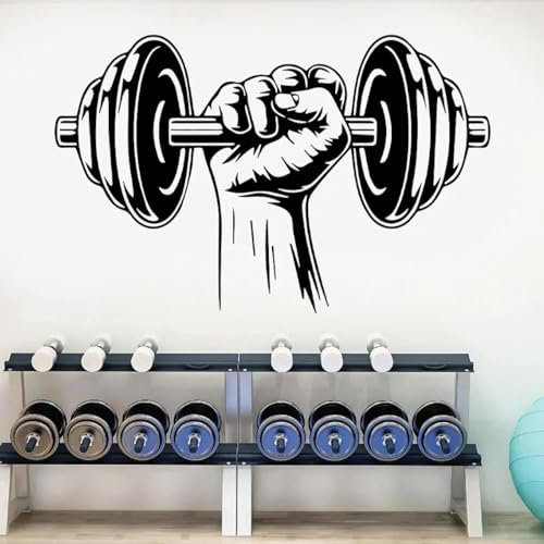 SHELOG Gym Club Logo Fitness Bodybuilder Sport Wandaufkleber Vinyl moderne Innendekoration Hantel Aufkleber Wandtapete