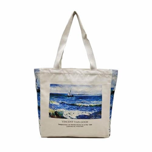 BROADREAM Niedliche Schultertasche aus Segeltuch, ästhetisch, mit Reißverschluss und Innentasche, für Damen, zum Einkaufen und Reisen, tolles Geschenk für Frauen, Lehrer, Ehefrau, Mädchen,