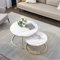 DEYARNA HOME Rund Satztische Couchtisch 2er Set, Moderner Nesting-Tisch mit Stabilem Metallgestell, Geeignet für Wohnzimmer, Balkon, Büro, Groß: 80 * 80 * 45cm; Klein: 60 * 60 * 35cm (Weiß/Gold)