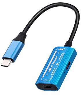 Mcbazel USB-C Adapter für AR-Brillen, unterstützt 4K@60Hz und 1080p@60Hz Auflösungen, 100W Schnellladung, USB-C Male zu Female Adapter für Tablet/AR/NS Switch/Steam Deck/ROG Ally - Blau