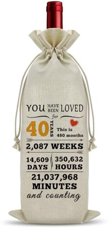 40 Year Old Gifts for Women Wine Lovers Gifts for Men 40th Birthday Gifts for Her Him Wine Bag for Mum Dad 40 Old Birthday Gifts Wine Bottle Decoration Bag Turning 40 Gifts Wine Bottle Decor Bag