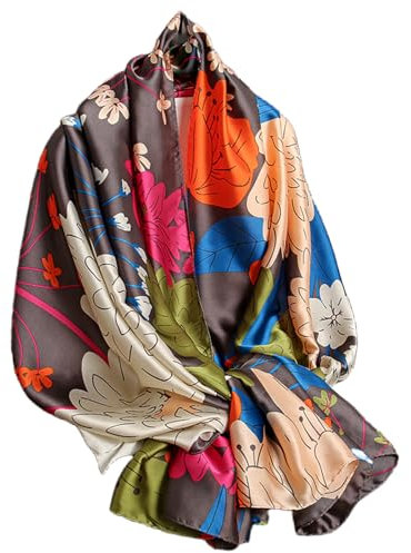 FAIRYGATE Seidenschal für Damen Herren Blume Muster Seidentuch 180 x 90 cm Schal Seide Stola für Abendkleid Tuch Diverse Designs Tücher Tuchschal Weicher Schlauchschal 44058