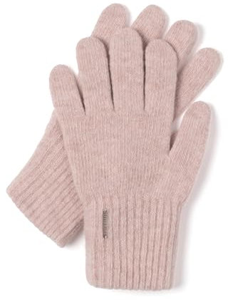 Vivisence Da Donna Guanti Invernali In Lana A Cinque Dita Con Guardolo Ampio Realizzati In Filato Perfetti Per Le Giornate Fredde Confortevoli E Resistentissimi, Rosa Chiaro,Taglia Unica