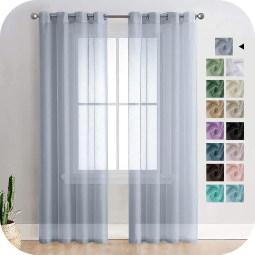 MRTREES gardinen grau 2er Set, vorhänge 230 cm lang 140 cm breit, gardinen Wohnzimmer modern, Schlafzimmer gardinen und vorhänge lichtdurchlässig