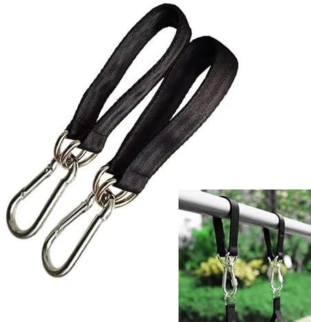 Batheidon 2 Stück Hängematten- und Schwingen-Befestigungsgurte, strapazierfähige Nylon Aufhängung mit 2 Karabinern und 2 D-Ringen für sichere und einfache Montage von Hängesesseln und Schaukeln