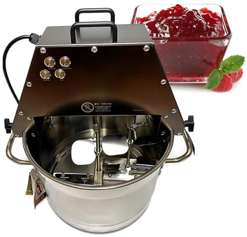 VNATWGOO Commercial Electric Food Stirrer, Large Feed Opening Mixer, Pure Copper Motor Jam Stirring Machine, Stainless Steel Automatic Stirring Pot,110V