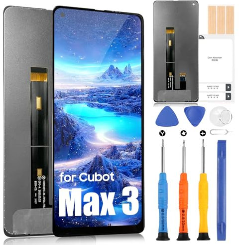 ARSSLY LCD-Bildschirm für Cubot Max 3, Display für Cubot Max3, Ersatzbildschirm Touchscreen Digitazer Full Assembly Ersatz Bildschirm mit Reparatur-Set (Schwarz)