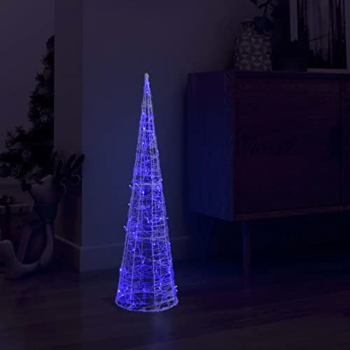 Homgoday LED-Kegel Acryl Weihnachtsdeko Pyramide Blau 90 cm Weihnachtsbeleuchtung Weihnachtsdeko, Deko für Weihnachten, Party