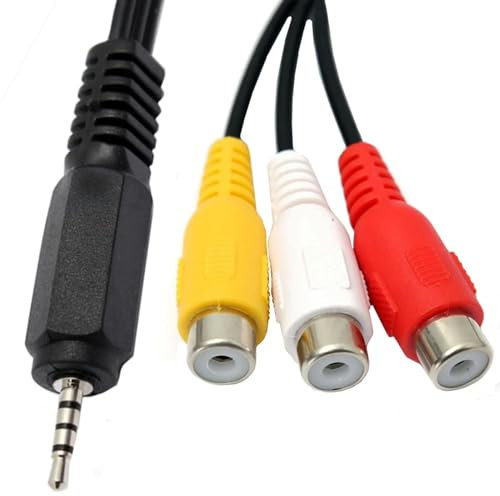AYMBH 2.5mm to RCA AV Adapter Cable, Stereo Male to 3 RCA Female (Red-Yellow-White) | Audio Splitter for AV, TV, Digital Camcorder, Home Theatre, HDTV, Projector | Compact and Durable 27cm Cable