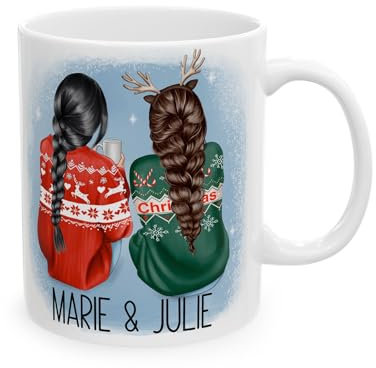 Mug Personnalisable avec Prénom et Illustration - Créez Votre Personnage - Cadeau Original pour Noël - Tasse Café Thé personnalisée amitié - Idée Cadeau pour une amie ou une soeur - France (Blanc)