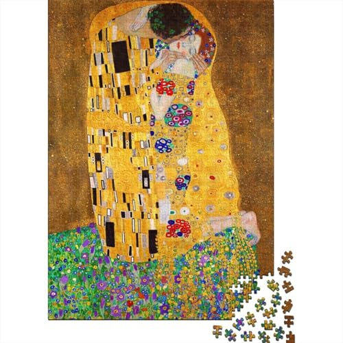 Gustav Klimt Puzzle 1000 Teile, The Kiss Puzzles Für Erwachsene, Lustige Weltberühmte Gemälde Puzzlespiel Anspruchsvoll, Ölmalerei Impossible Puzzles, Ideal Als Wandbild