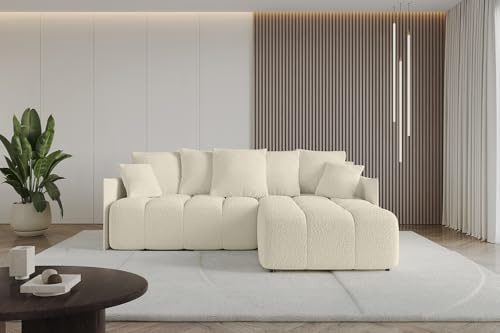 ALTDECOR Ecksofa mit Schlaffunktion und Bettkasten Corner Sofa Bett Eckcouch Couch L-Form Schlafcouch Ausziehbar Wohnlandschaft Schlafsofa Cauchsofa LONLI-L 251x189x68 Beige