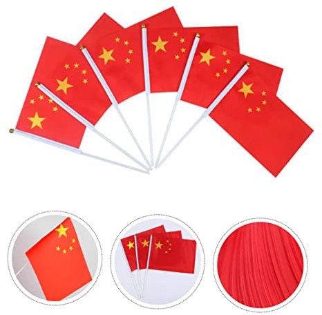 Hemobllo 1Ensemble Drapeaux Miniatures Chinois Plastique de Petits Drapeaux à Agiter pour Festivals Événements Sportifs et Célébrations