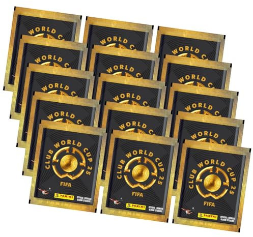 Bundle mit Panini Fifa Club World Cup 2025 Sticker - WM Sammelsticker - 15 Tüten + Exklusive Geburtstagskarte