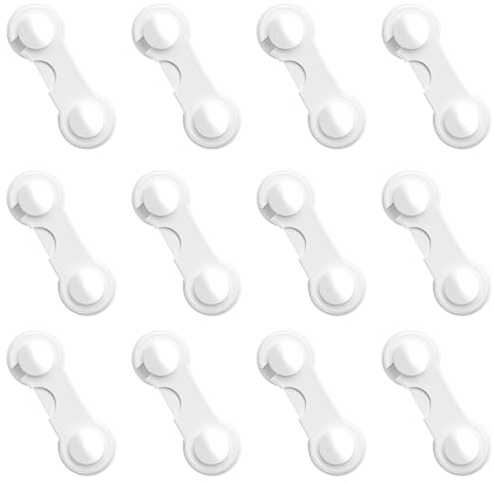 WUBAYI Kindersicherung Schrankschlösser, 12 Stück Push-to-Open Design Baby Schubladensicherungen für Küche Schrank Möbel Ohne Bohren